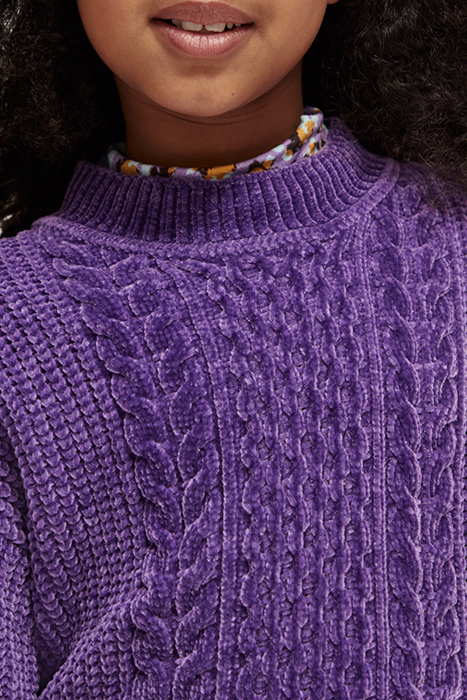 CHENILLE CABLE KNIT PULLOVER PARTY PURPLE 6