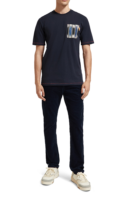 REGULAR FIT WOVEN POCKET T-SHIRT IN ORGANIC COTTON NIGHT 3