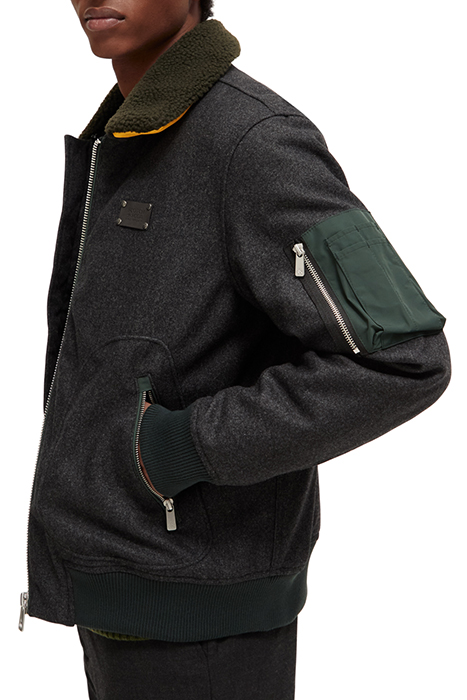FLIGHT JACKET WITH DETACHABLE TEDDY COLLAR CHARCOAL MELANGE 7