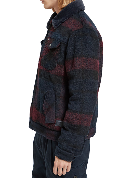 JACQUARD TRUCKER JACKET WITH TEDDY COLLAR BORDEAUX NIGHT CHE 7