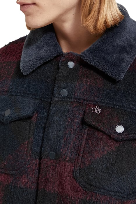 JACQUARD TRUCKER JACKET WITH TEDDY COLLAR BORDEAUX NIGHT CHE 9