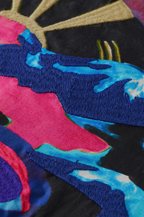 STRETCH POPLIN BOMBER JACKET WITH PRINTED BACK PANEL STEEL 7