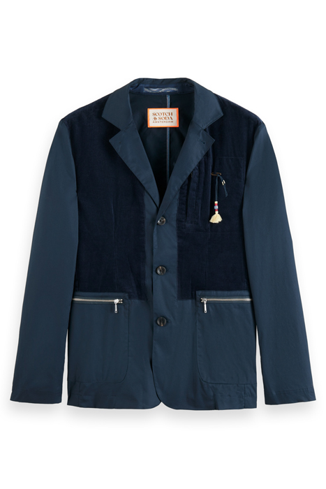 CORDUROY-PANELLED TWILL 3-BUTTON BLAZER NIGHT 3
