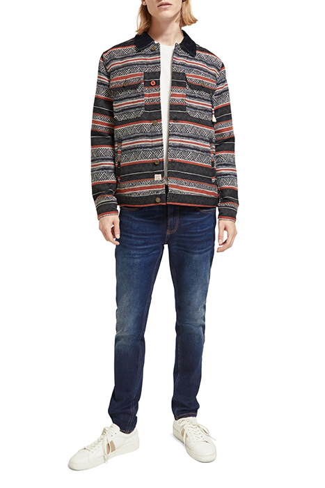 COTTON-BLEND JACQUARD TRUCKER JACKET NIGHT MULTICOLOUR STRIP 3