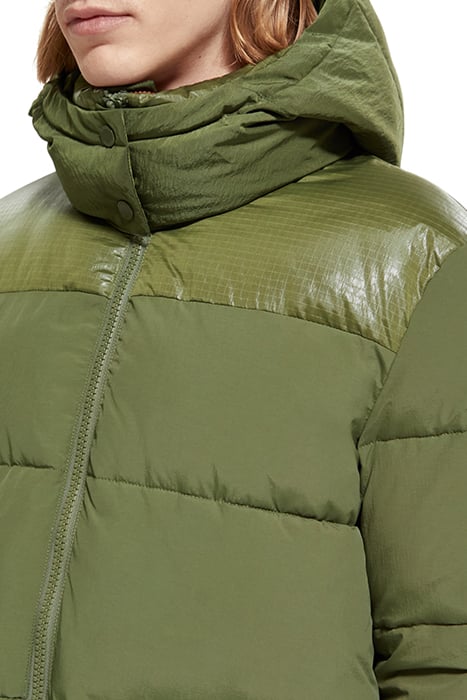 MID LENGTH FABRIC MIX PUFFA JACKET ARMY 9