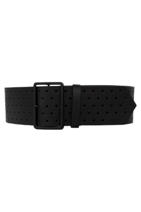 BLACK PERFORATED LEATHER WIDE BELT 2