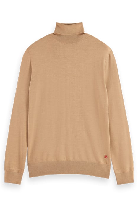 REGULAR FIT TURTLENECK PULLOVER IN MERINO WOOL CAMEL MELANGE 4