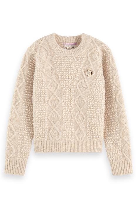 CABLE KNIT PULLOVER ECRU MELANGE 4