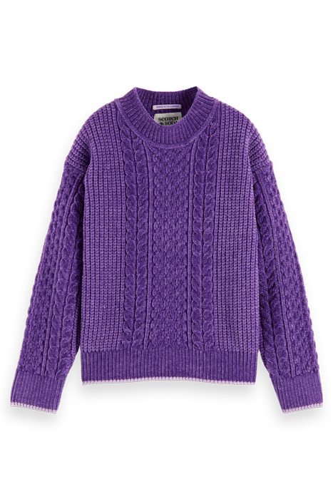 CHENILLE CABLE KNIT PULLOVER PARTY PURPLE 4