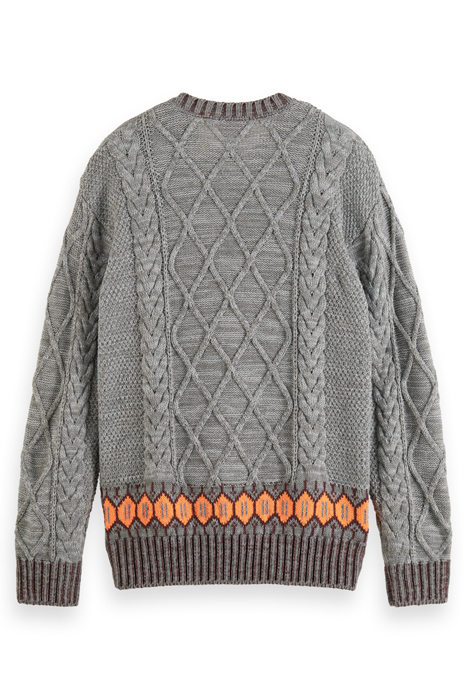 DROPPED SHOULDER FIT WOOL BLEND STRUCTURE SWEATER GREY MELAN 5