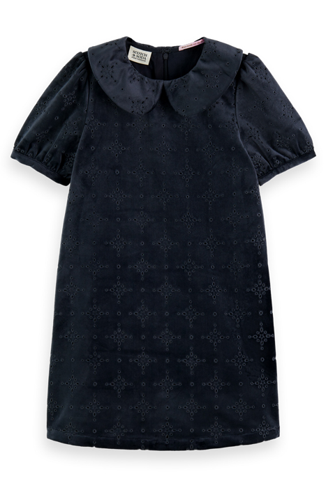 VELVET BROIDERIE ANGLAISE DRESS MIDNIGHT 4
