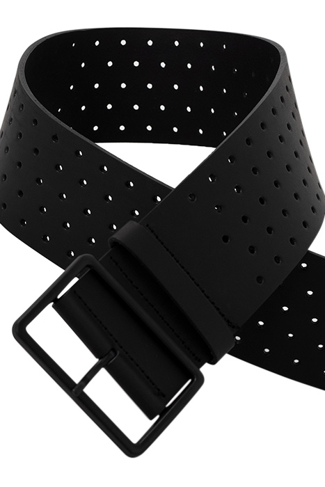 BLACK PERFORATED LEATHER WIDE BELT 5