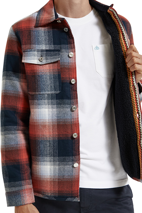 TEDDY LINED CHECKED OVERSHIRT BLUE RED CHECK 9