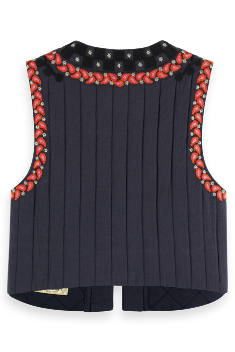 SHORTER-LENGTH EMBROIDERED GILET MIDNIGHT 4
