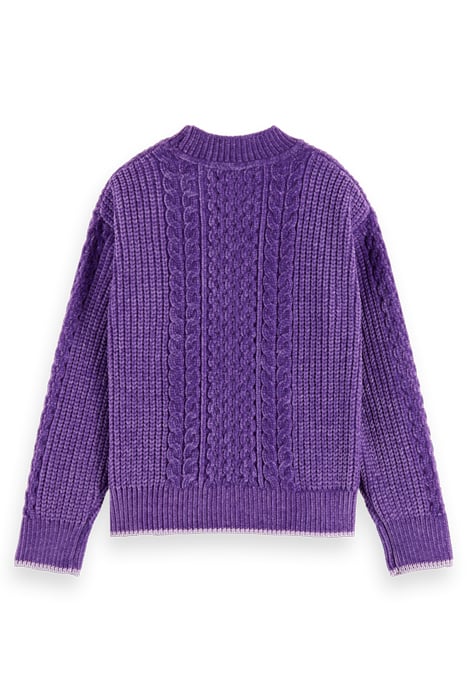 CHENILLE CABLE KNIT PULLOVER PARTY PURPLE 5