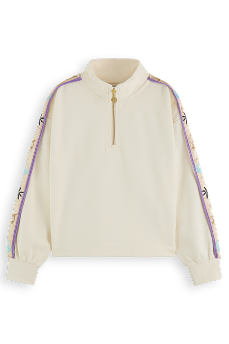 HALF-ZIP TAPE DETAIL SWEATSHIRT OFF WHITE 4