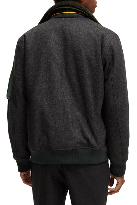FLIGHT JACKET WITH DETACHABLE TEDDY COLLAR CHARCOAL MELANGE 2