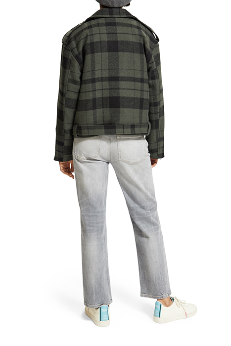 GREEN CHECK BIKER JACKET MILITARY GREEN CHECK 3