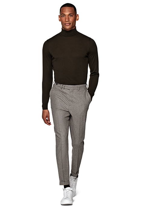 TAUPE WIDE LEG TAPERED BLAKE TROUSERS 3