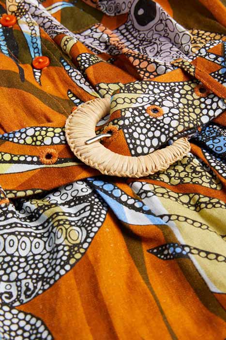 CINDY LINEN ROMPER BATIK TOUCAN CLAY 9