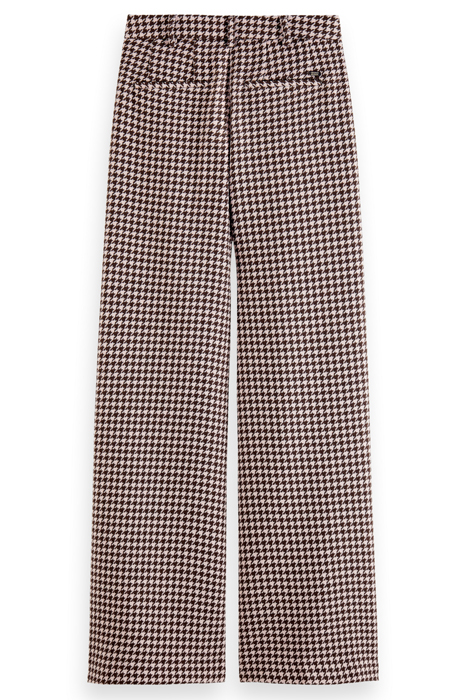 HANA - HOUNDSTOOTH HIGH RISE WIDE LEG PANTS HOUNDSTOOTH PINK 5
