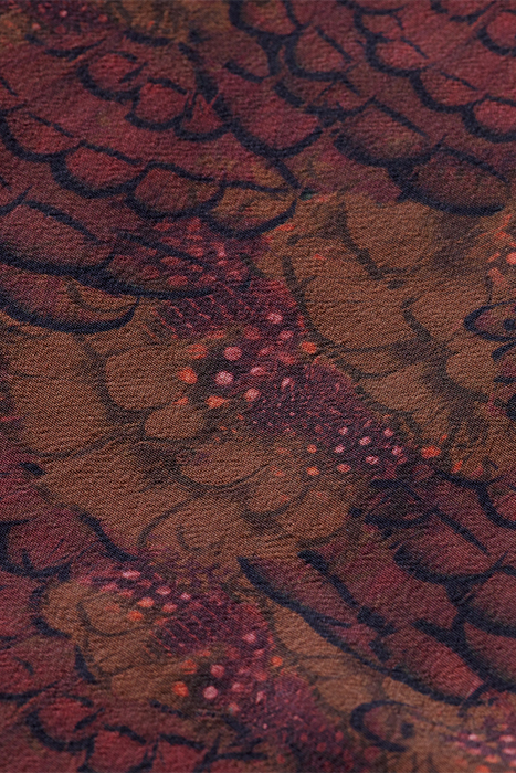 POPOVER TOP WITH STAND COLLAR FEATHER BORDEAUX 7