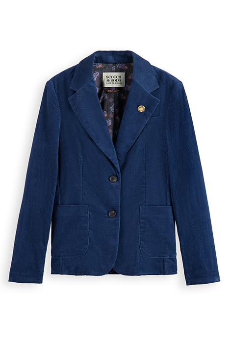SINGLE BREASTED BLAZER IN CORDUROY DUSTY BLUE 1