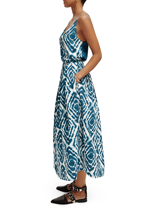 PRINTED SKIRT WITH PLEATS DISCO TIE DYE BOTTLE GREEN 6