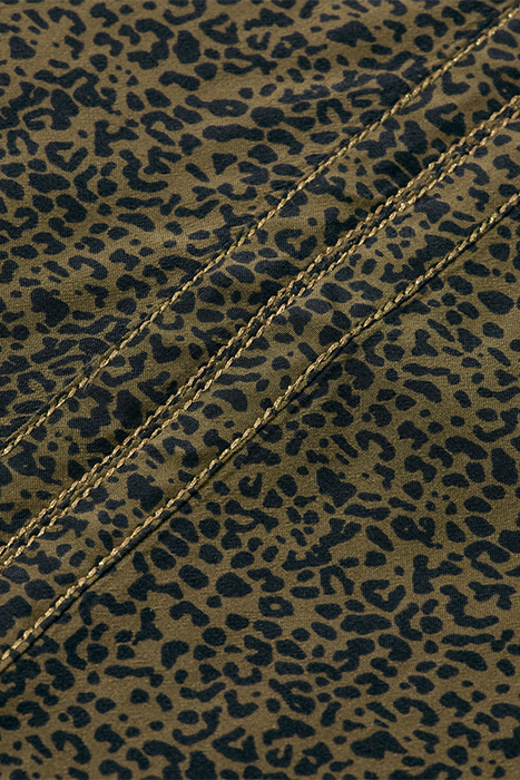 PRINTED BALLOON SLEEVE EMBROIDERED TOP LEOPARD SPOT GREEN 7