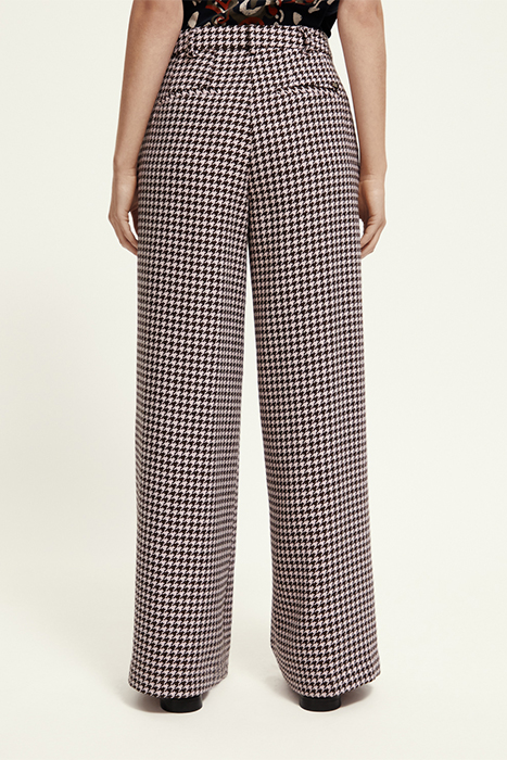 HANA - HOUNDSTOOTH HIGH RISE WIDE LEG PANTS HOUNDSTOOTH PINK 2