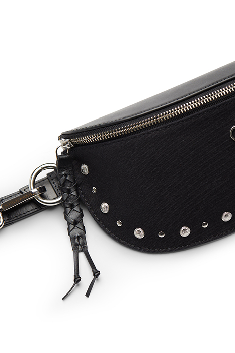 CANVAS+LEATHER BUMBAG WITH STUDS EVENING BLACK 6