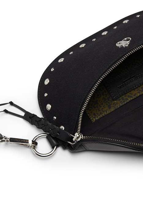 CANVAS+LEATHER BUMBAG WITH STUDS EVENING BLACK 5