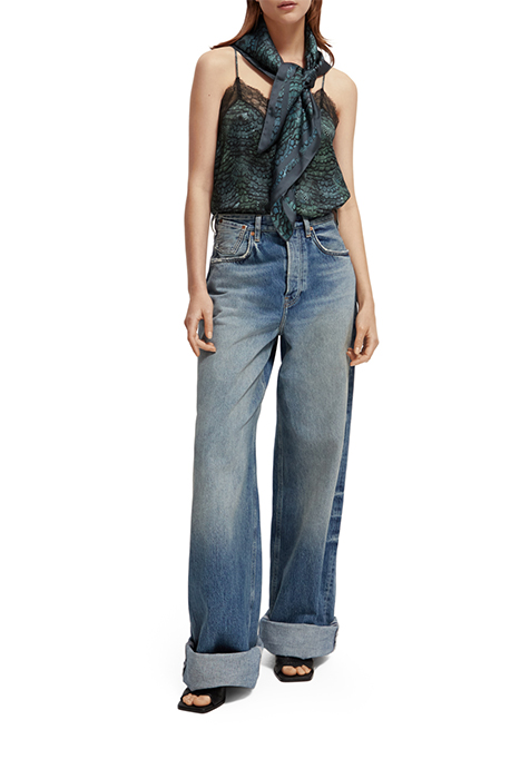 MUSIC MAP SCARF FEATHER BOTTLE GREEN SCARF 2