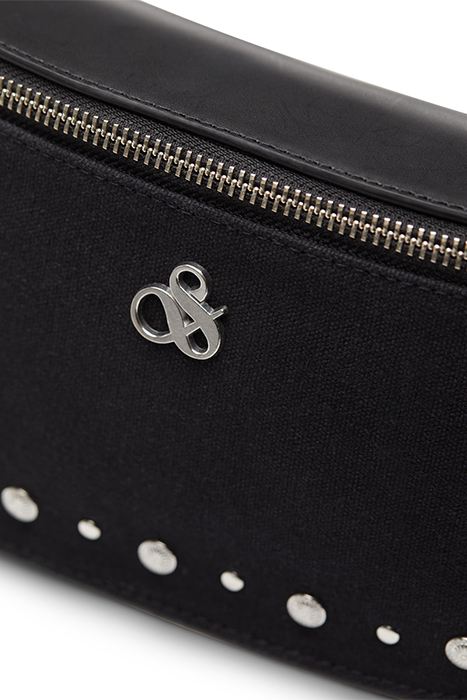 CANVAS+LEATHER BUMBAG WITH STUDS EVENING BLACK 7