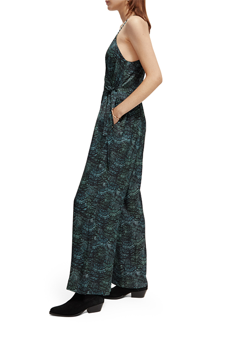 WAISTED BELT DETAIL JUMPSUIT FEATHER BOTTLE GREEN 6