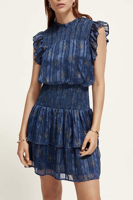 MINI DRESS WITH SMOCK STITCH DETAIL B SIDES MOTIF MARINE by Scotch & Soda