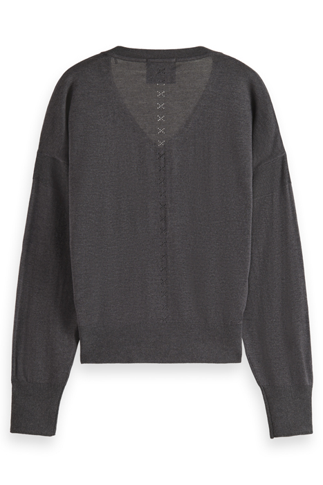 RELAXED V-NECK PULLOVER CHARCOAL MELANGE 5