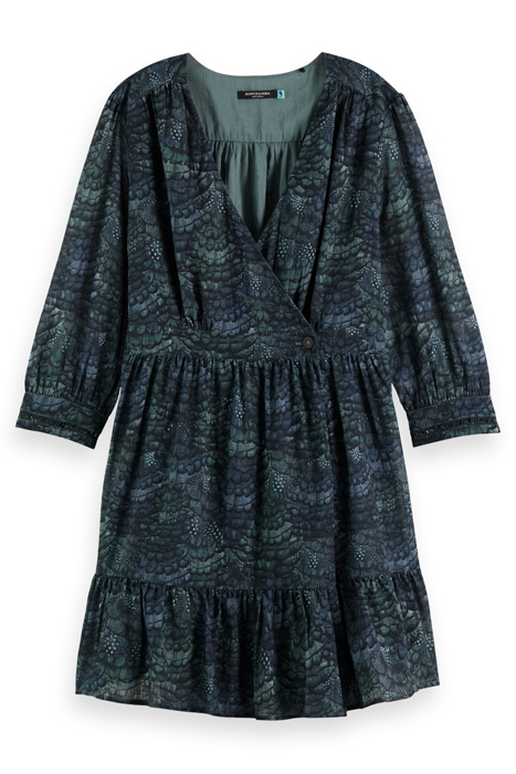 WRAP MINI DRESS FEATHER BOTTLE GREEN 4