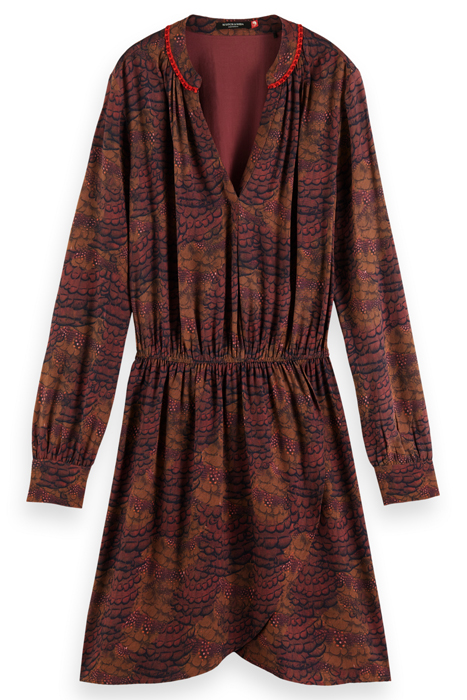 ELASTICATED WAIST MINI DRESS FEATHER BORDEAUX 4