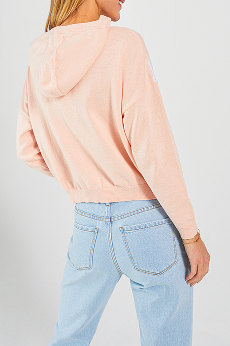 PINK KNIT XL CHEVRON HOODED CARDIGAN 2