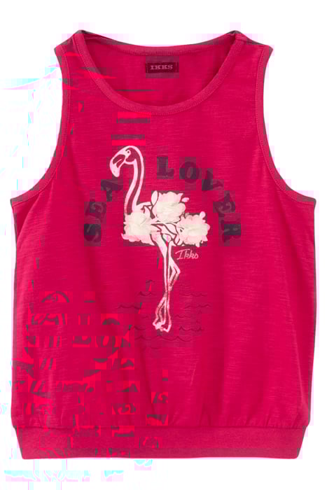 GIRLS’ FUCHSIA FLAMINGO & FLOWER ORGANIC COTTON VEST TOP 2