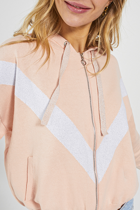 PINK KNIT XL CHEVRON HOODED CARDIGAN 3