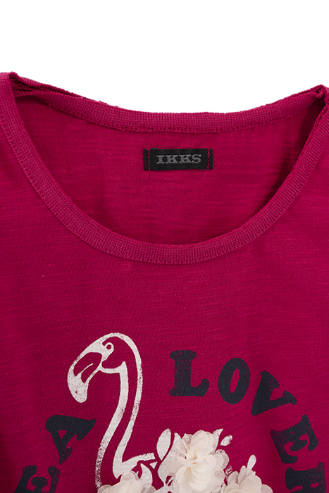 GIRLS’ FUCHSIA FLAMINGO & FLOWER ORGANIC COTTON VEST TOP 4