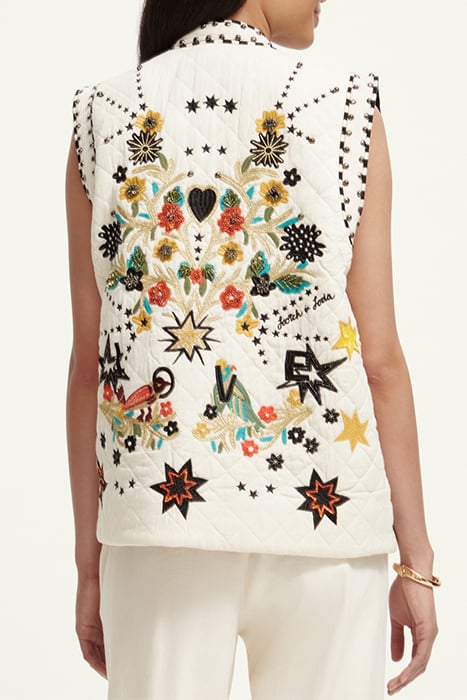 EMBROIDERED GILET ECRU 2