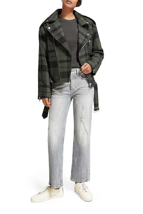 GREEN CHECK BIKER JACKET MILITARY GREEN CHECK 6