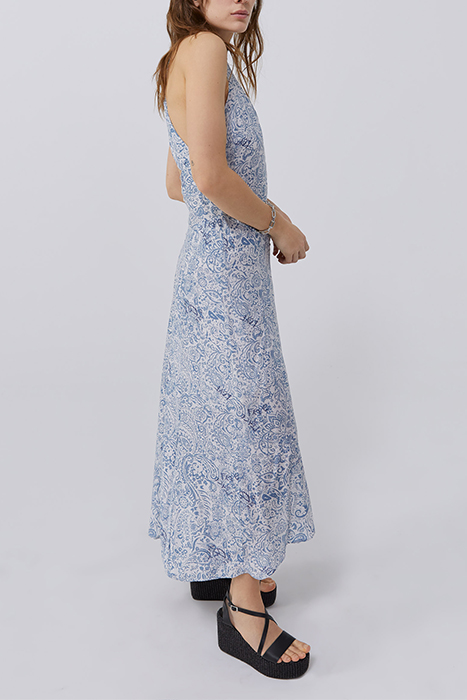 BLUE BANDANA PRINT LONG DRESS 5
