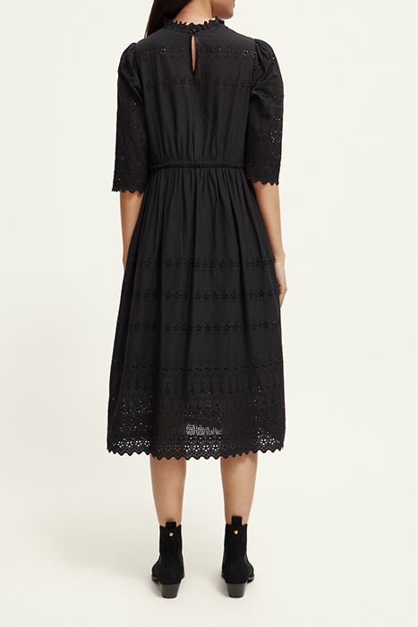 MIDI BRODERIE DRESS BLACK 3