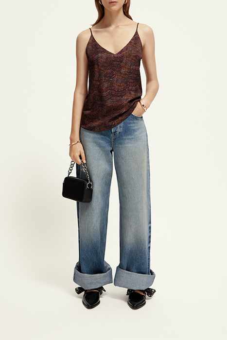 CAMISOLE WOVEN FRONT JERSEY BACK FEATHER BORDEAUX 6