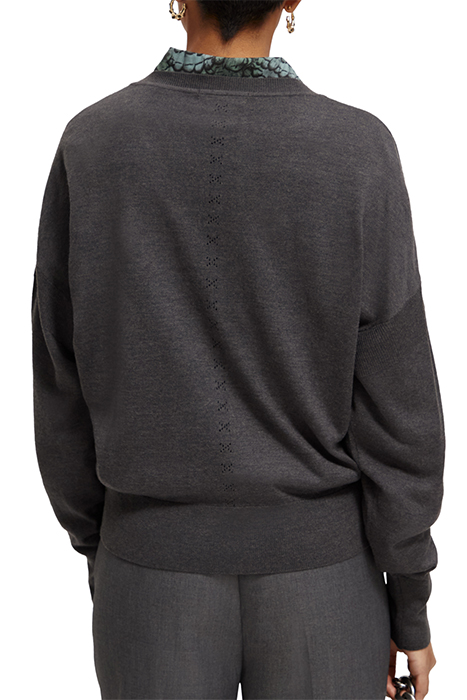 RELAXED V-NECK PULLOVER CHARCOAL MELANGE 2