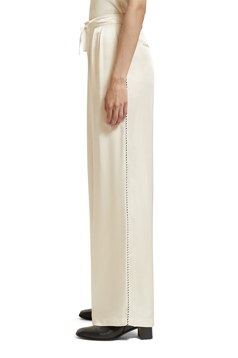 ELENI - HIGH RISE WIDE LEG PYJAMA PANTS ECRU 6